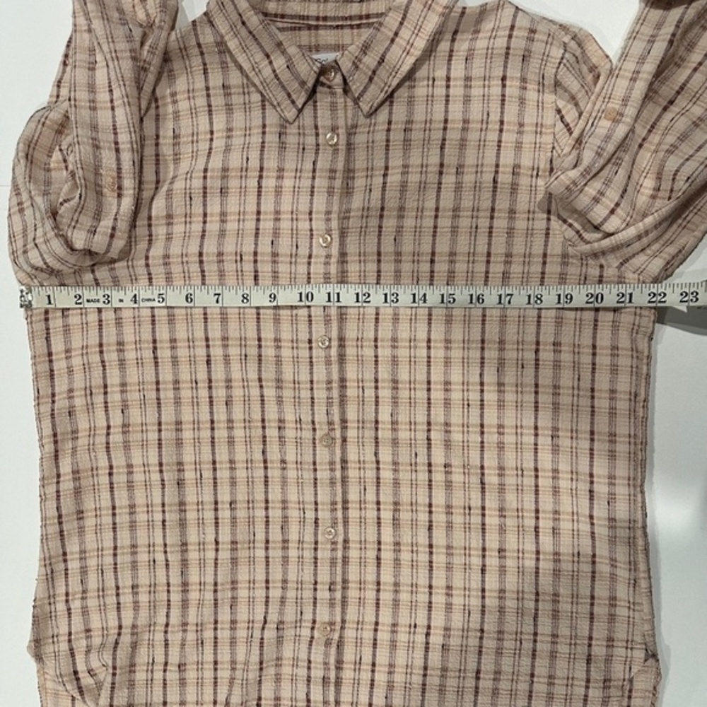 Calvin Klein Plaid‎ Button-up Women's  Over-sized Collard Shirt - Size L - Picture 6 of 12